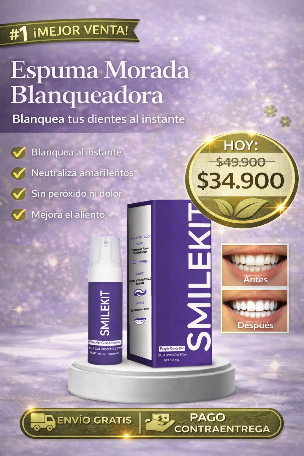 Smilekit espuma morada blanqueadora