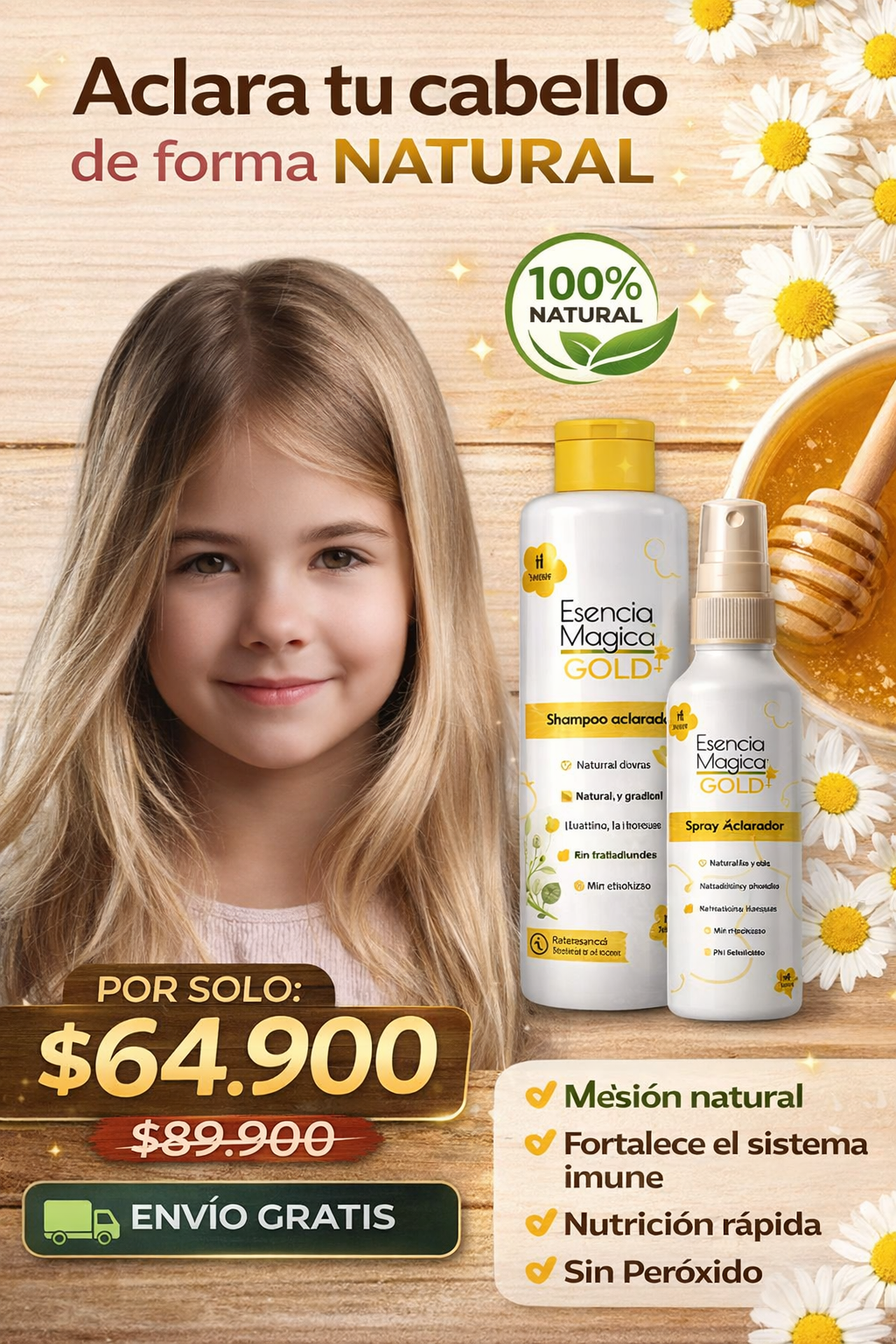 KIT Gold - ¡Aclara el cabello de tus pequeños de forma natural y segura!