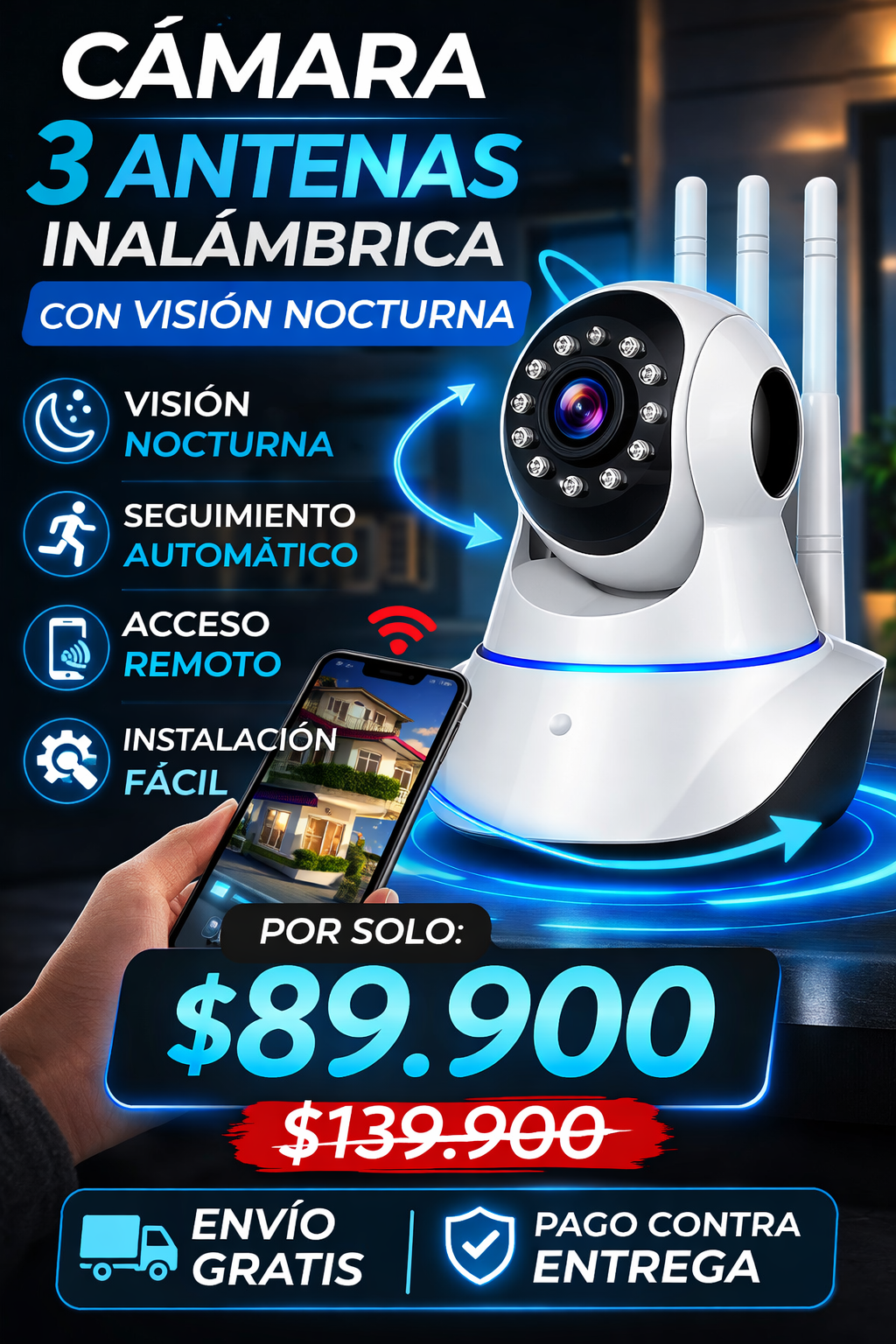 ¡SUPER CAMARA 3 ANTENAS V380!
