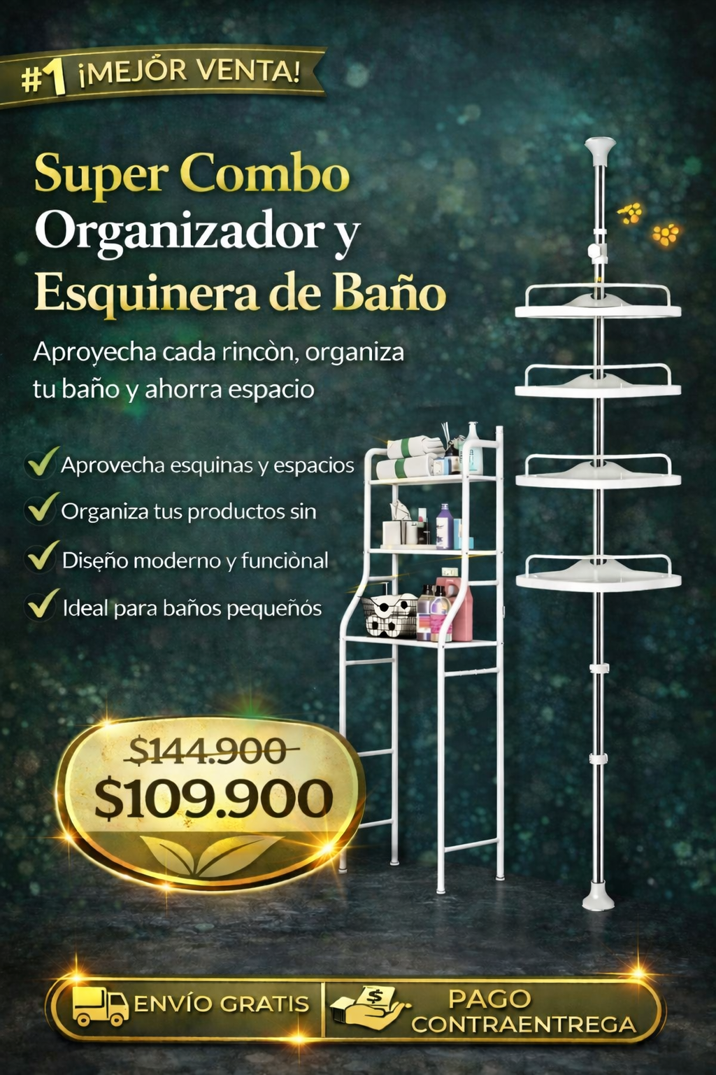 ¡¡Super Combo Organizador Y Esquinero Baño Ducha!!