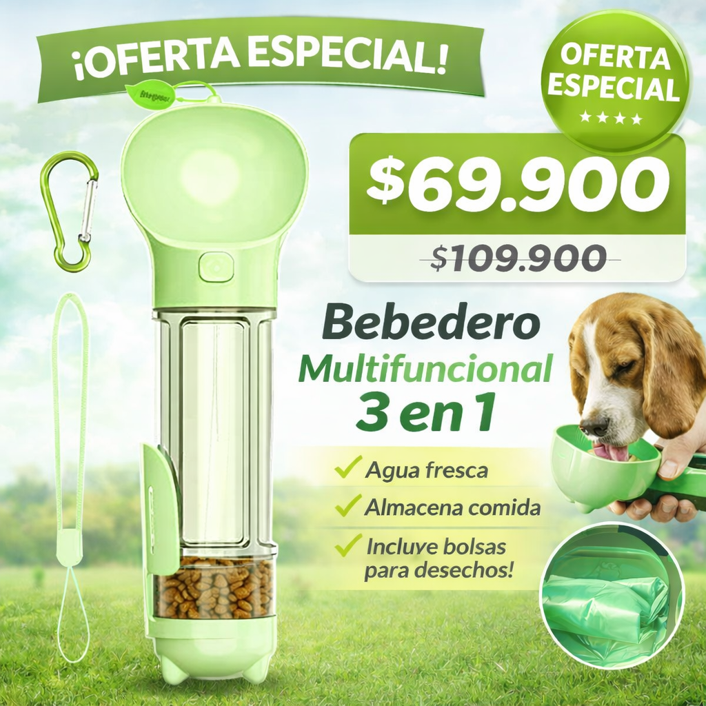 🐶💧 ¡¡BEBEDERO PORTÁTIL MULTIFUNCIONAL 3 EN 1 PARA MASCOTAS!!