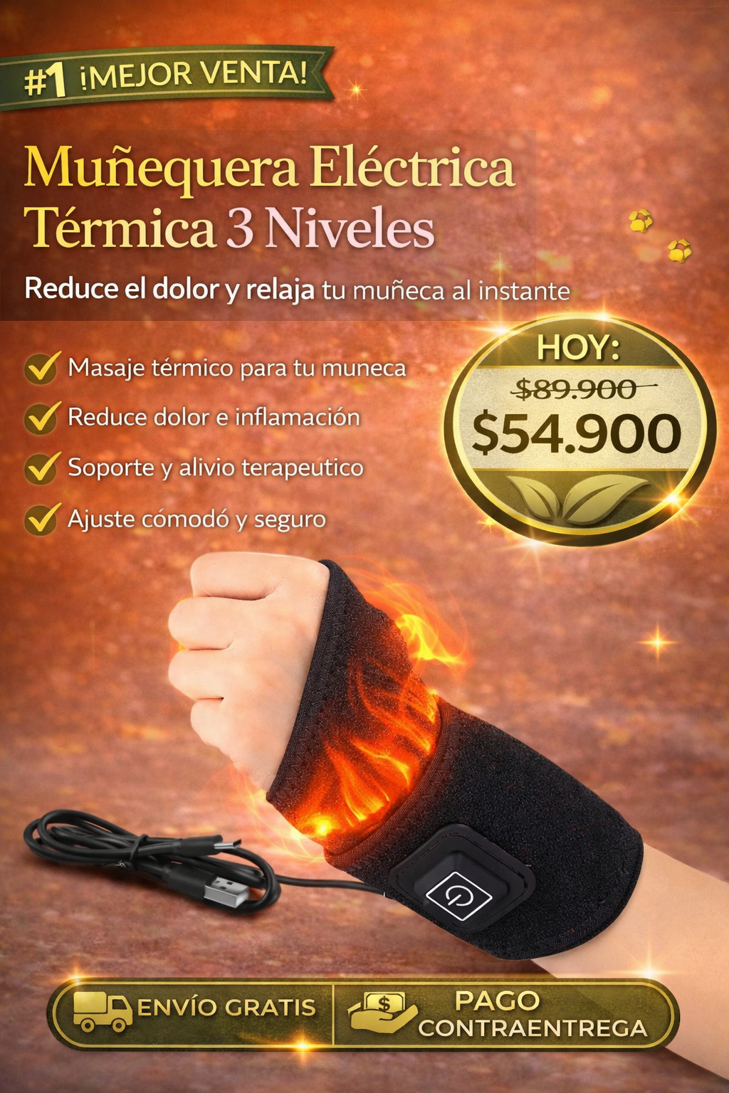 Muñequera Electrica termica 3 niveles