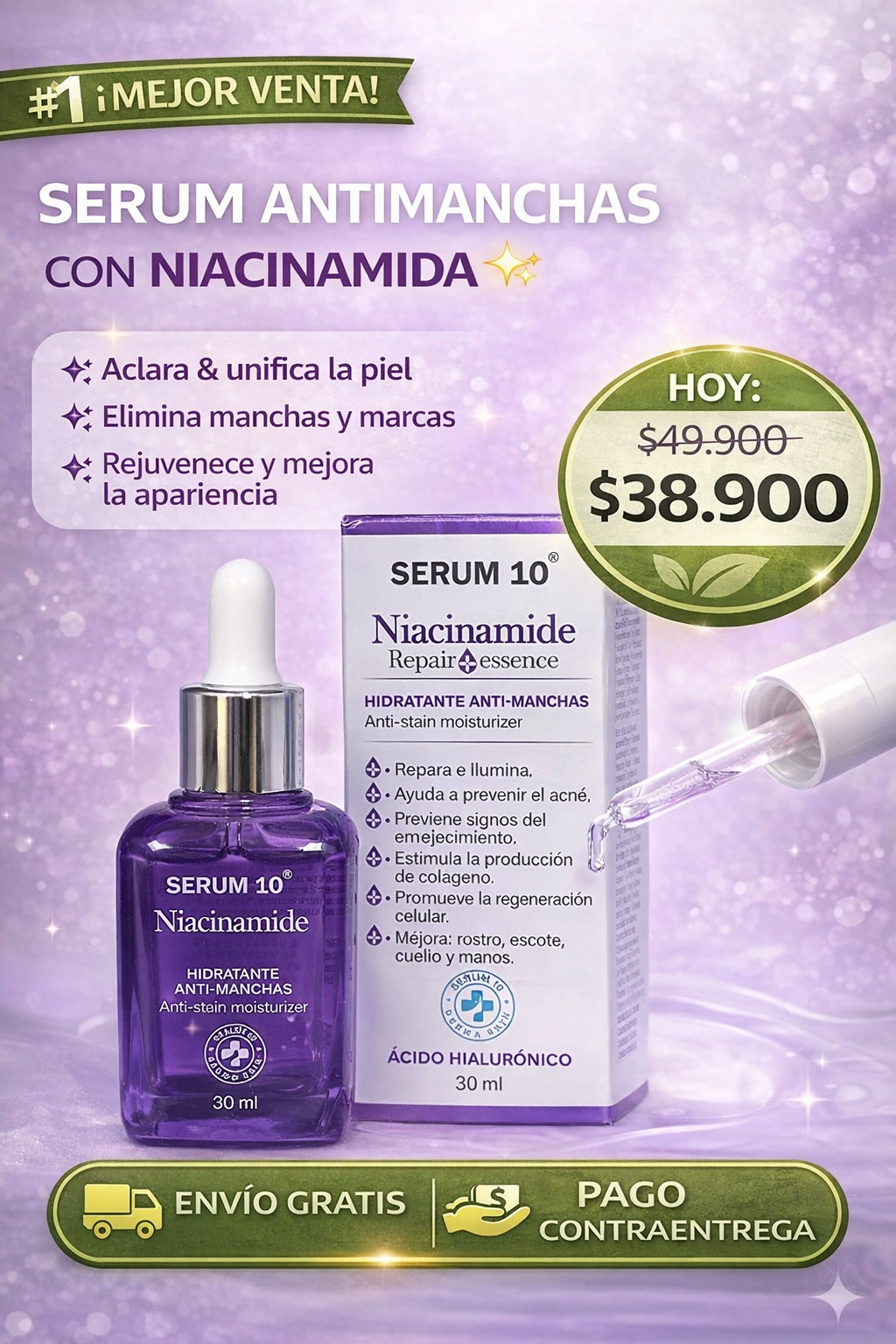SERUM 10 - Sérum de Niacinamida – Piel Más Clara, Suave y Saludable